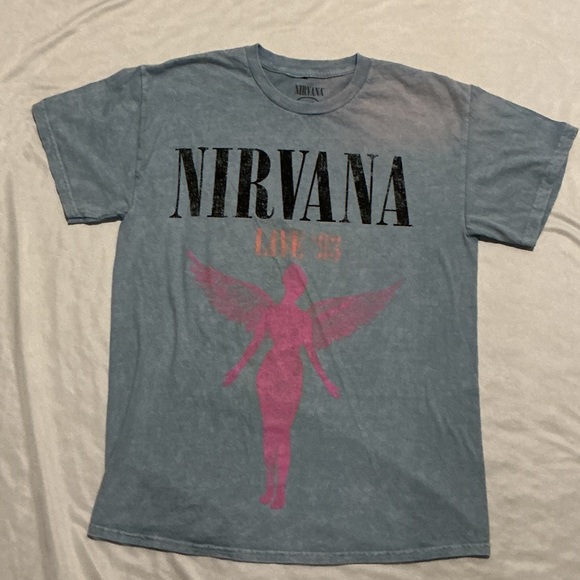NIRVANA Other - NIRVANA Blue Tee with InUtero Pink Design Medium discoloration in pictures NWOT